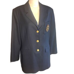 VTG Womens Preppy Navy Blue Blazer 14 New Wool Heritage Academia Work Office
